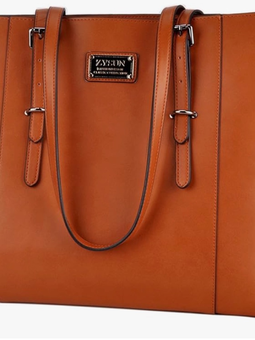 Zysun laptop tote - Tan Leather Tote - Classic Structured Shoulder Bag